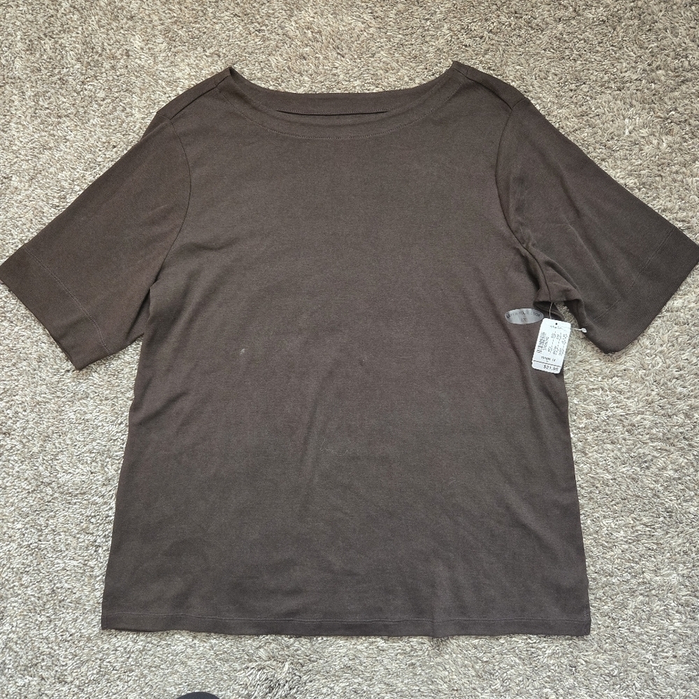 CJ Banks Brown 3/4 Sleeve Layering T-Shirt Size 1X